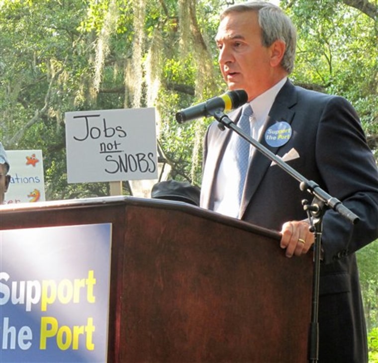 Jim Newsome, the president and CEO of the South Carolina State Ports Authority, addresses a rally in support of the state's growing cruise industry May 9 in Charleston, S.C. The South Carolina State Ports Authority has started design work for its new $25 million terminal for the state's the growing cruise industry. 